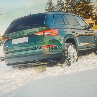 BLACK. Имитация насадок глушителя(выхлопа) крашенные для Skoda Kodiaq II поколение 2021 - н.в.