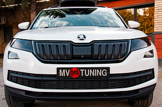 Зимний экран Skoda Kodiaq (2016-2021) нижний (текстурный пластик), быстрые крепления.