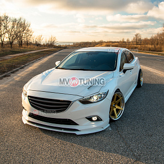 Комплект обвеса Lite Style для Mazda 6 / Atenza GJ (2012 - 2018), Клыки пер + зад, пороги, сплиттер