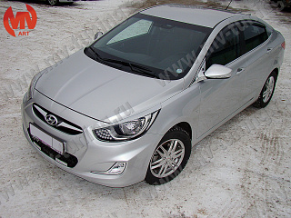 Крашеный комплект. Реснички на фары var №1 Hyundai Solaris (2010-2013) Цвет Красный TDY + УСТАНОВОЧНЫЙ КОМПЛЕКТ