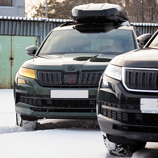 Обновленная версия! Зимний экран на быстросъемных креплениях для Skoda Kodiaq (2016-2021) верхний (текстурный пластик)