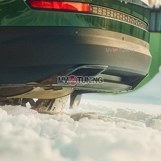 SILVER. Имитация насадок глушителя(выхлопа) крашенные для Skoda Kodiaq II поколение 2021 - н.в.