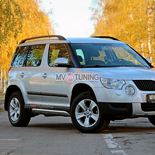 SNOW SILVER. Накладки на пороги Алюминиевый Вид (Взгляд) Skoda Yeti (2013-2018) окрашенный  комплект в серебро + УСТАНОВОЧНЫЙ КОМПЛЕКТ